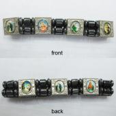 Hematite Beads and Alloy Spacer Religious Bracelet 7.8inch